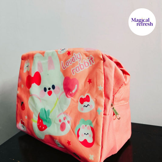 Cute Cartoon Printed Insulated Lunch Bag | For Kids | Assorted Colours | Insulated Layer Inside