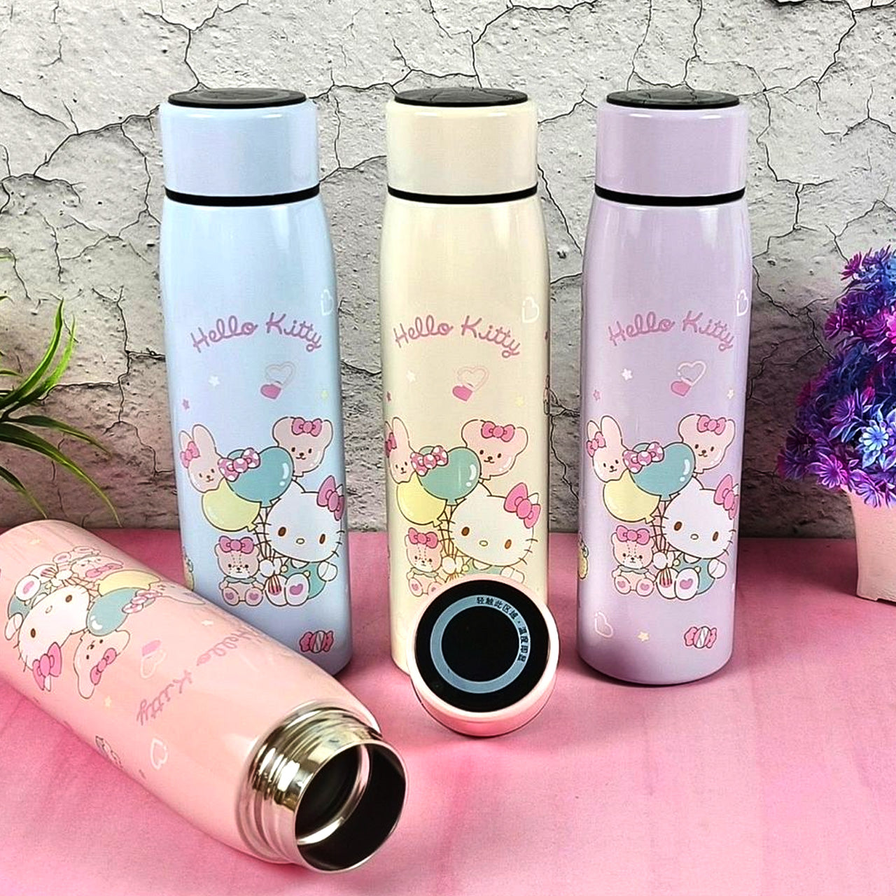 Kitty Stainless Steel Thermos Water Bottle, 400 ml, Cute Kitty Illustration Thermos, Portable and super strong