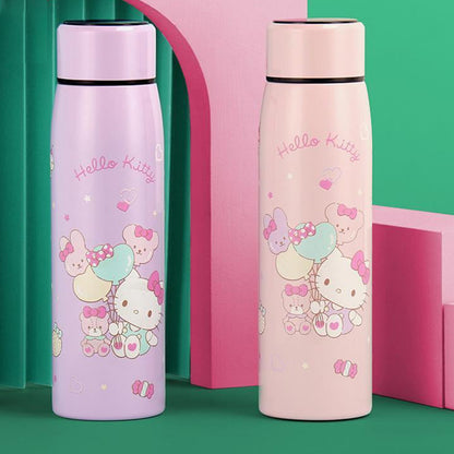 Kitty Stainless Steel Thermos Water Bottle, 400 ml, Cute Kitty Illustration Thermos, Portable and super strong