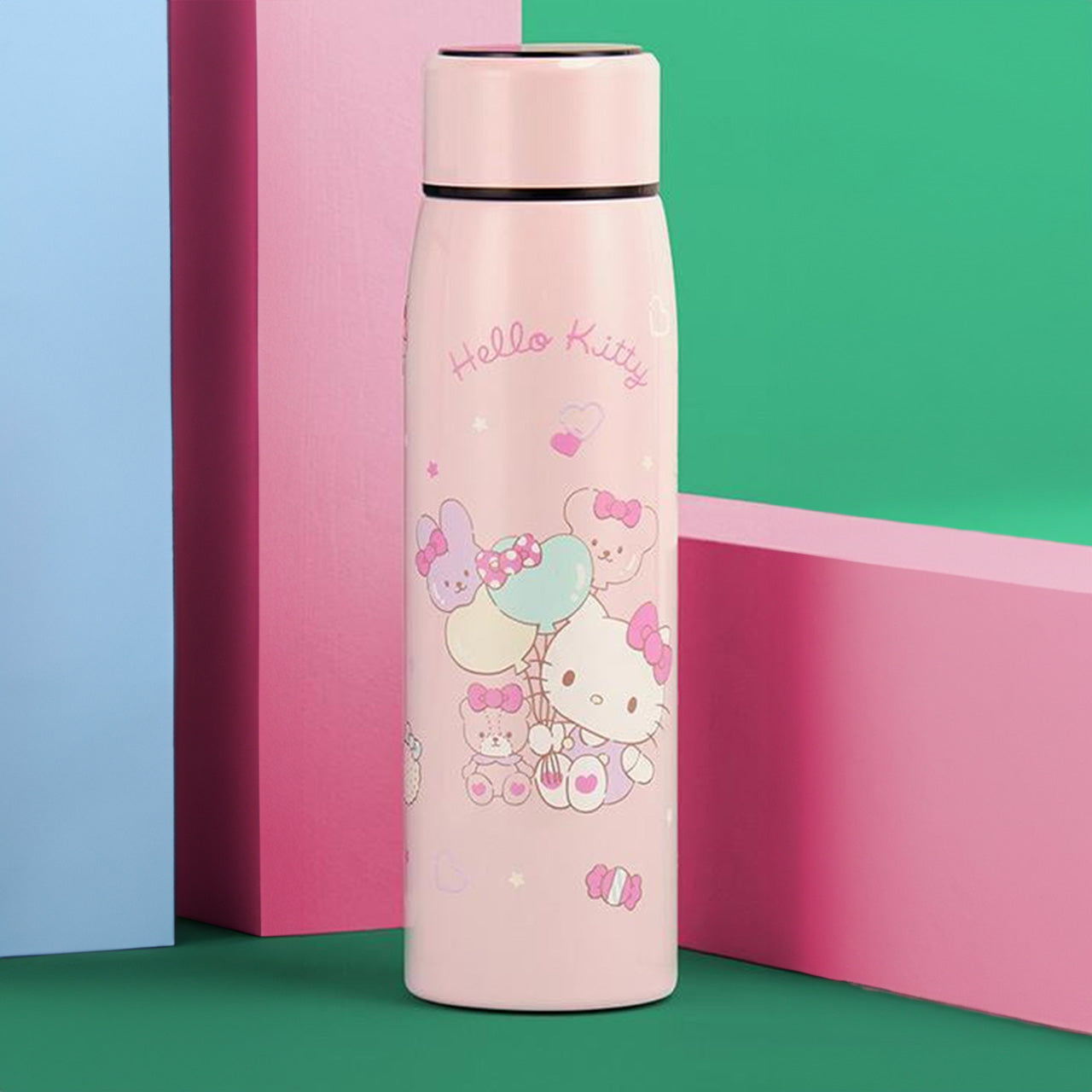 Kitty Stainless Steel Thermos Water Bottle, 400 ml, Cute Kitty Illustration Thermos, Portable and super strong